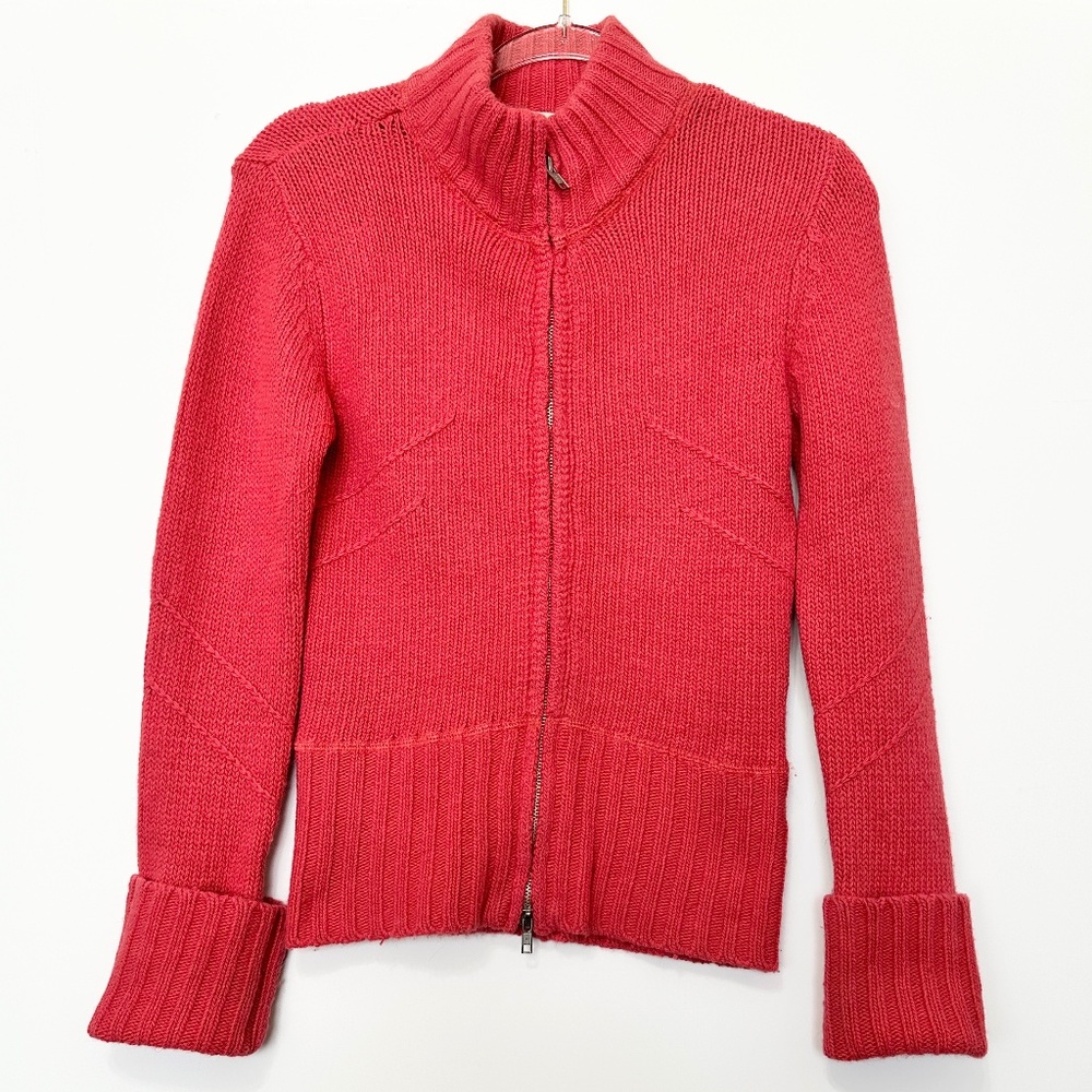 Buffalo David Bitton Zip Front Cardigan Women’s Size Medium Coral Color Wool